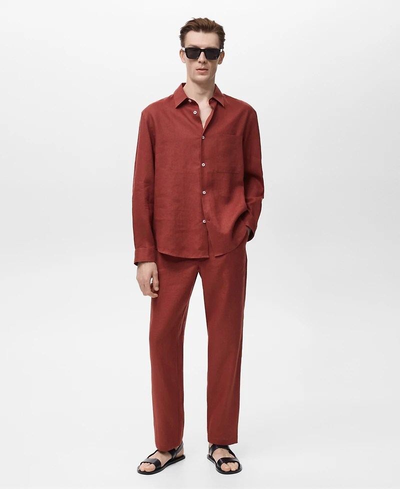 Mango Men's Linen Pocket Shirt