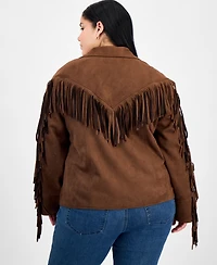 And Now This Trendy Plus Fringed Faux-Suede Jacket, Macy's Exclusive