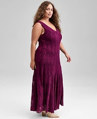 And Now This Trendy Plus V-Neck Sleeveless Lace Dress, Macy's Exclusive
