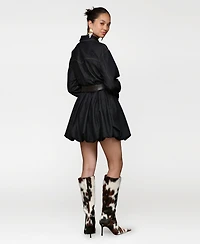 Avec Les Filles Women's Collar Long-Sleeve Shirtdress
