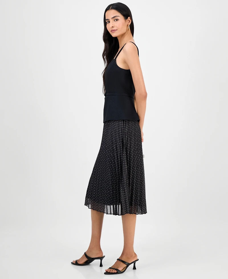 julia jordan Women's Sleeveless Belted Pleated Skirt Dress