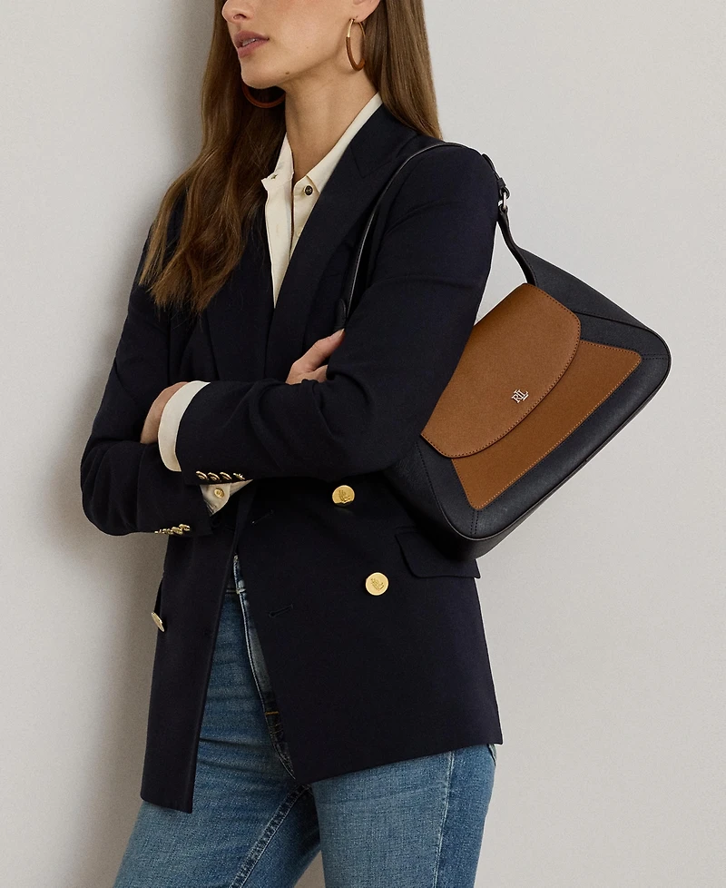 Lauren Ralph Lauren Two-Tone Leather Small Schylar Shoulder Bag