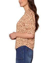 Democracy Petite Printed Puff-Sleeve Top