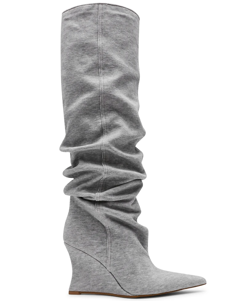 Steve Madden Women's Distortion Knee-High Wide-Calf Slouch Wedge Boots