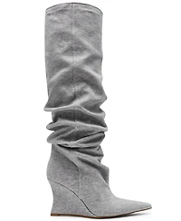Steve Madden Women's Distortion Knee-High Wide-Calf Slouch Wedge Boots