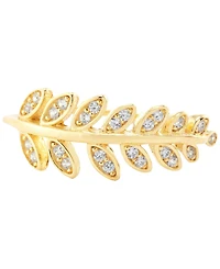 Pave Leaf Ring Sterling Silver (also 18k Gold-Plated Silver)