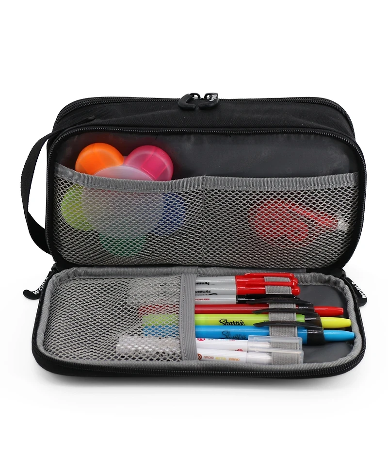 J World Doodle Pencil Case with Organizational Pockets and Handle Strap