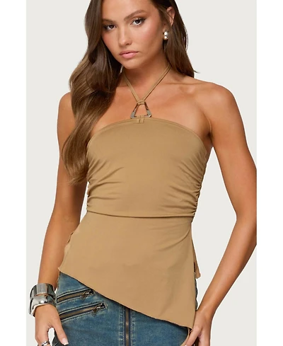 Edikted Womens Malena Asymmetric Halter Top