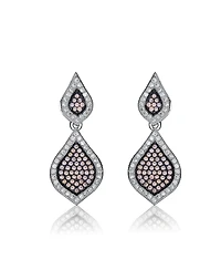 Genevive Sterling Silver Two-Tone with Clear Cubic Zirconia Pear-Shaped Drop Earrings