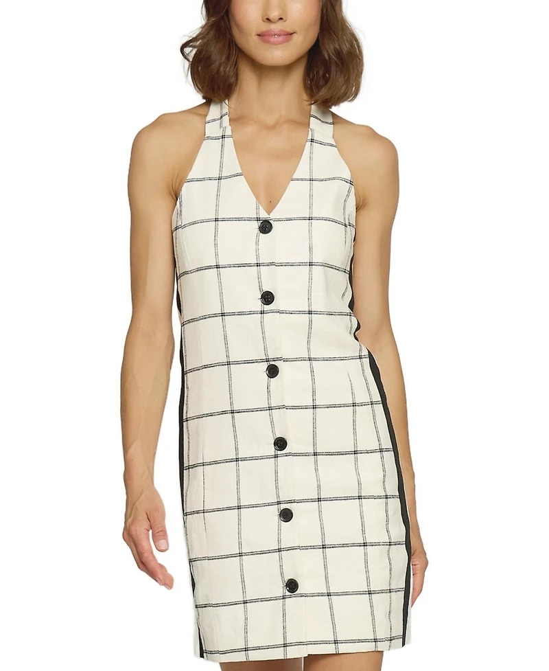 Central Park West Women's Plaid Halter Shirt Dress