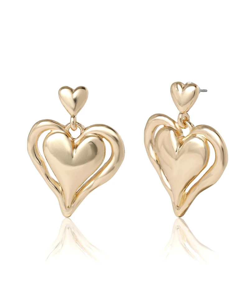 BCBGeneration Double Heart Drop Earrings