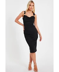 Quiz Women's Mesh Midi Dress with Gold Hardware