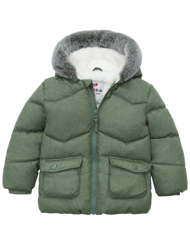 Rokka&Rolla Baby Boys Sherpa Lined Puffer Jacket Winter Coat