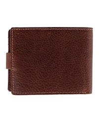 Trafalgar Men's Parker Pebbled Leather Bi-Fold Wallet with Id Window and Popper Fastener