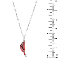 Pave Cardinal Pendant Necklace in Sterling Silver, 16" + 2" extender, Macy's Exclusive