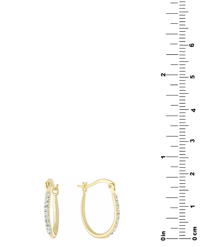Crystal Pave Small Hoop Earrings Sterling Silver, 0.62" (also 14k Gold-Plated Silver)