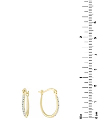 Crystal Pave Small Hoop Earrings Sterling Silver, 0.62" (also 14k Gold-Plated Silver)