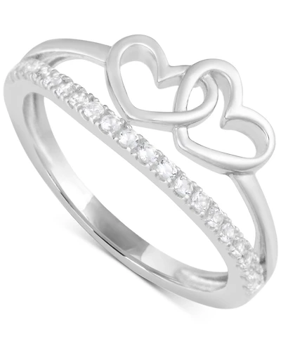 White Topaz 1/4 ct. t.w. Double-Heart Promise Ring in Sterling Silver