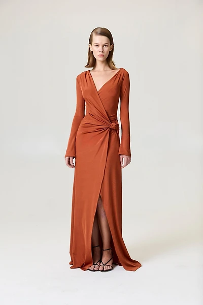 Nocturne Women's Knot Detail Slit Maxi Dress