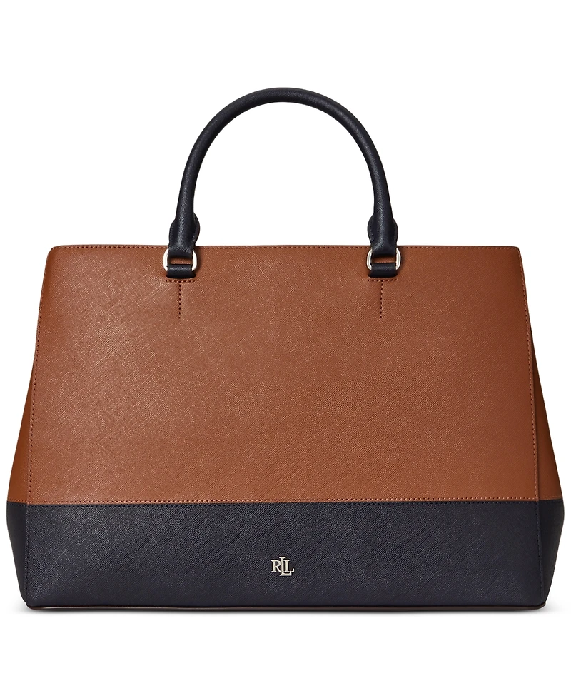 Lauren Ralph Lauren Striped Leather Large Hanna Satchel