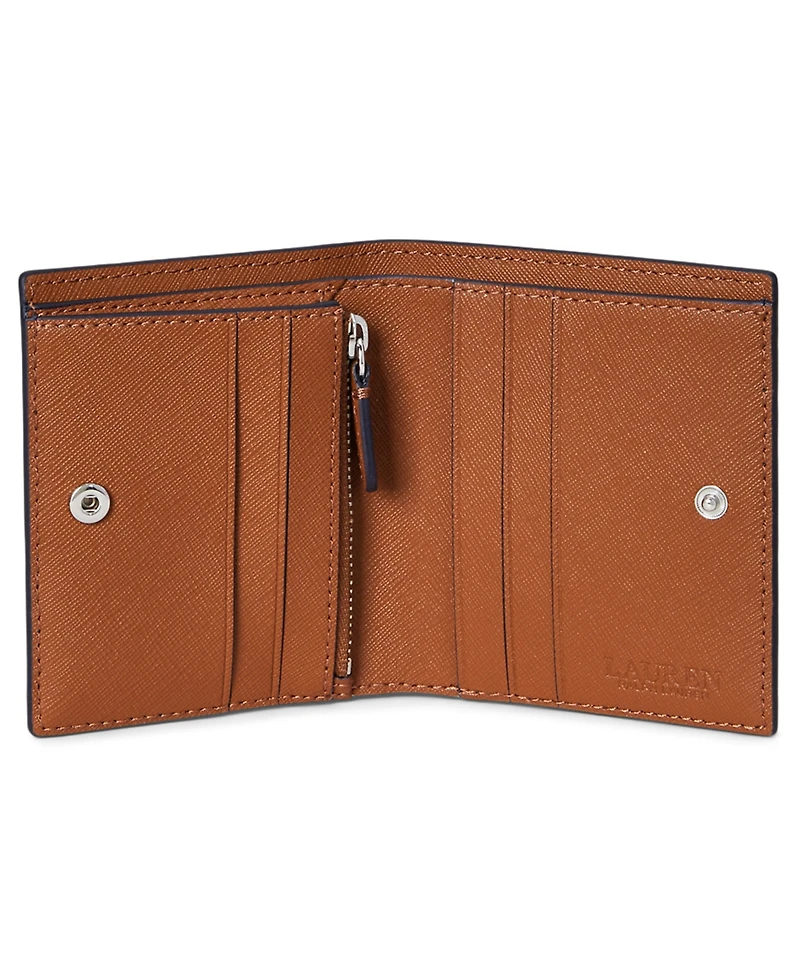 Lauren Ralph Lauren Crosshatch Leather Two-Tone Compact Wallet