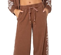 Roxy Juniors' Fringing Reefs Graphic Wide-Leg Sweatpants