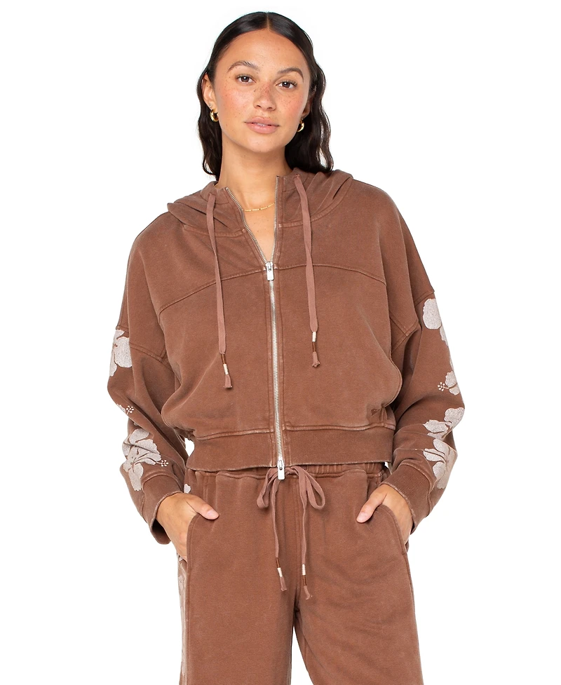 Roxy Juniors' Fringing Reefs Graphic Zip-Front Hoodie