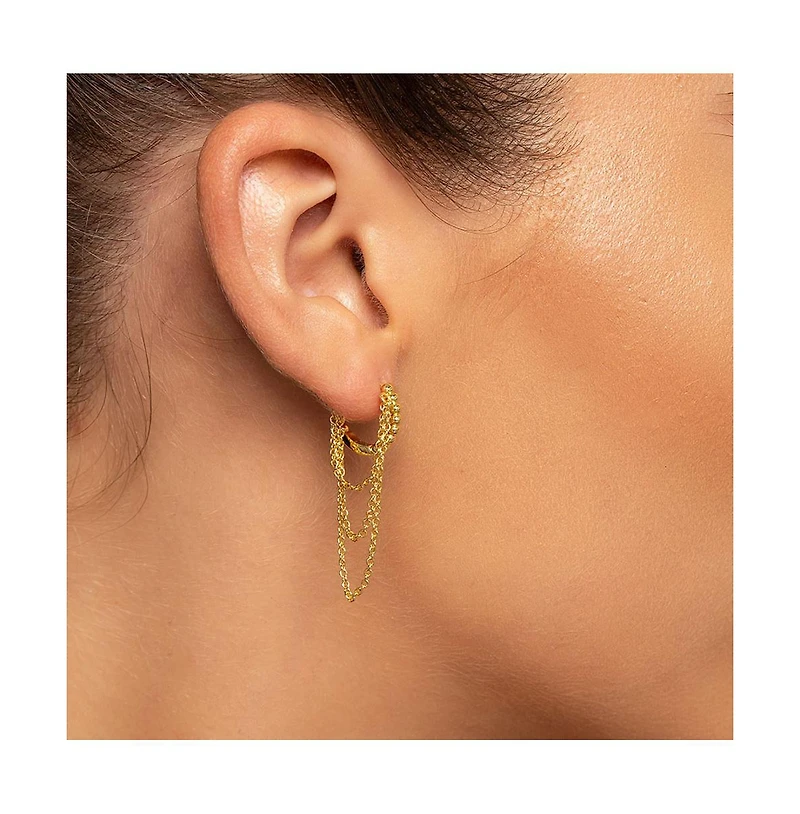14K Gold-Plated Chains Huggie Earrings