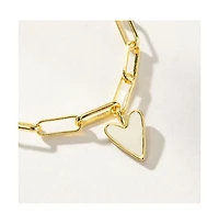 14K Gold-Plated White Heart Bracelet, 6.5" + 1.5" extender