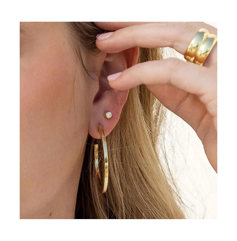 14k Gold-Plated Cubic Zirconia Simple Stud Earrings
