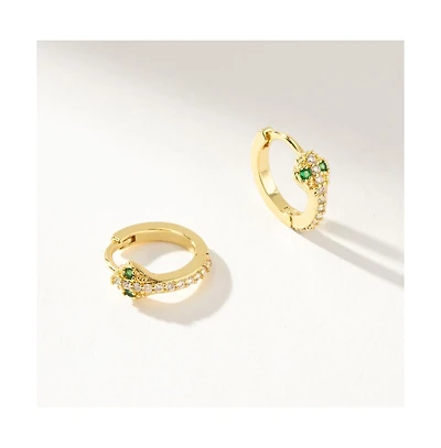 14K Gold-Plated Snake Huggie Earrings, 0.5"