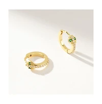 14K Gold-Plated Snake Huggie Earrings, 0.5"