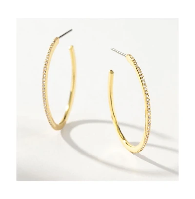 14k Gold-Plated Pave Hoop Earrings