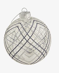Holiday Lane Iced Delight Clear Stripe Ball Ornament, Macy's Exclusive