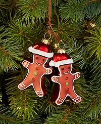 Holiday Lane Gingerbread Village Glass Gingerbread Men Ornament, Macy's Exclusive