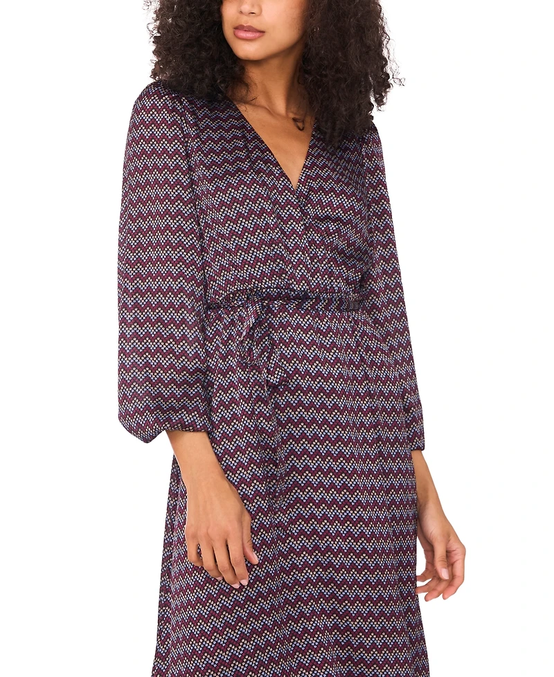Vince Camuto Women's Printed Surplice Asymmetrical-Hem Dress