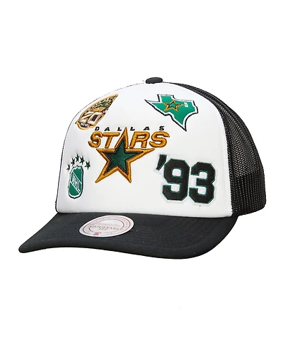 Mitchell & Ness Men's White/Black Dallas Stars Gridlock Trucker Adjustable Hat