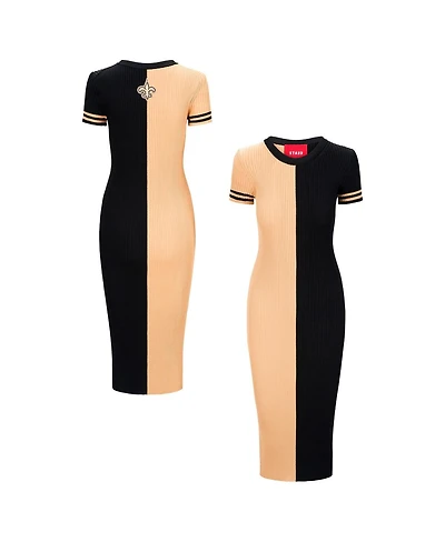 Staud Women's Gold/Black New Orleans Saints Colleen Dress