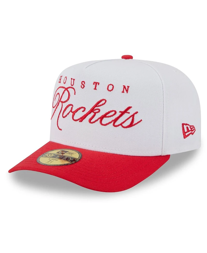 New Era Men's White/Red Houston Rockets 2025 Nba Draft A-Frame 59FIFTY Fitted Hat