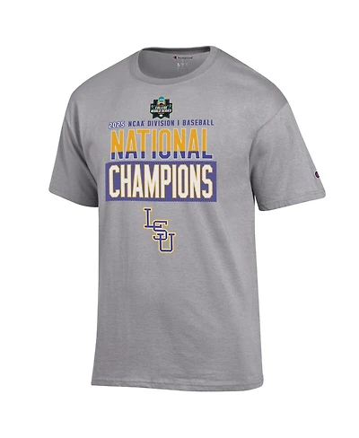 Champion Men's Gray Lsu Tigers 2025 Ncaa Baseball College World Series Champions Locker Room T-Shirt