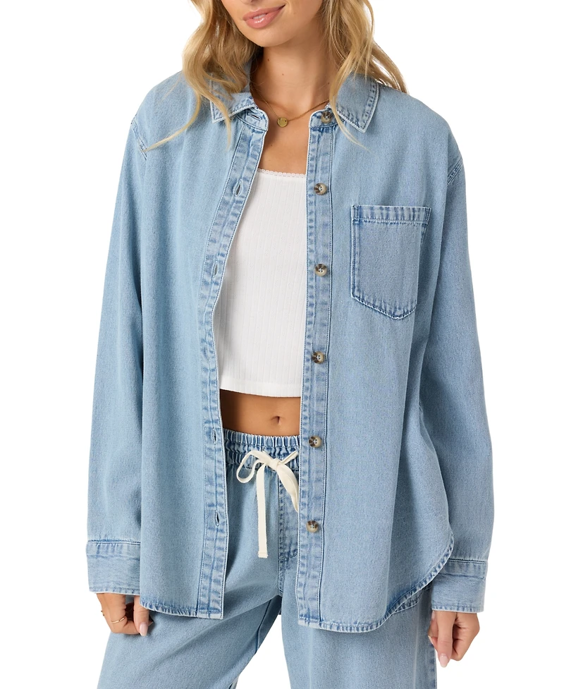O'Neill Juniors' Sevie Cotton Denim Button-Front Shacket