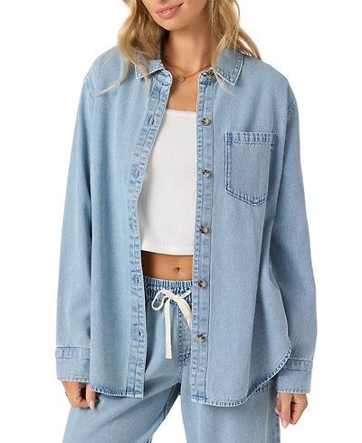 O'Neill Juniors' Sevie Cotton Denim Button-Front Shacket