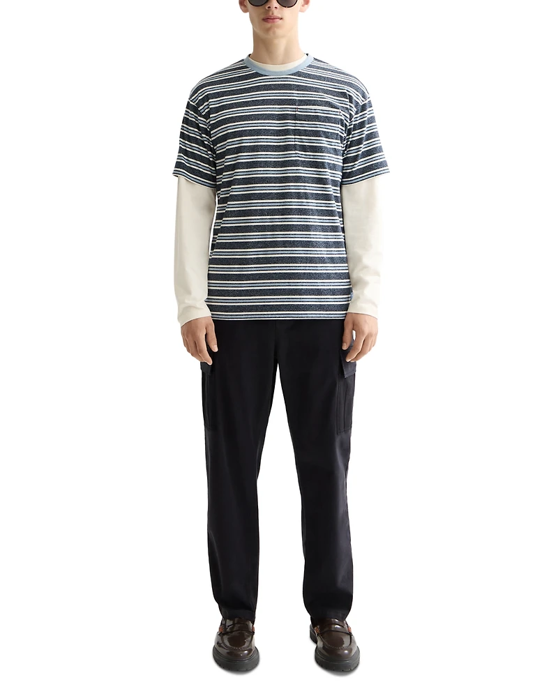 Scotch & Soda Men's Relaxed Fit Short Sleeve Striped Yarn-Dyed Crewneck T-Shirt