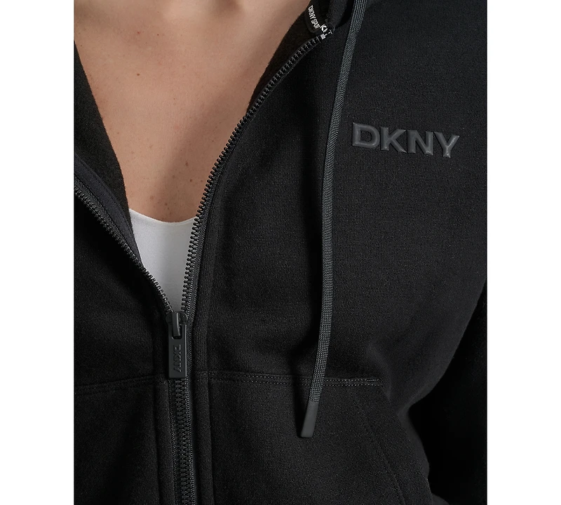 Dkny Women's Silicone Logo Full-Zip Hoodie