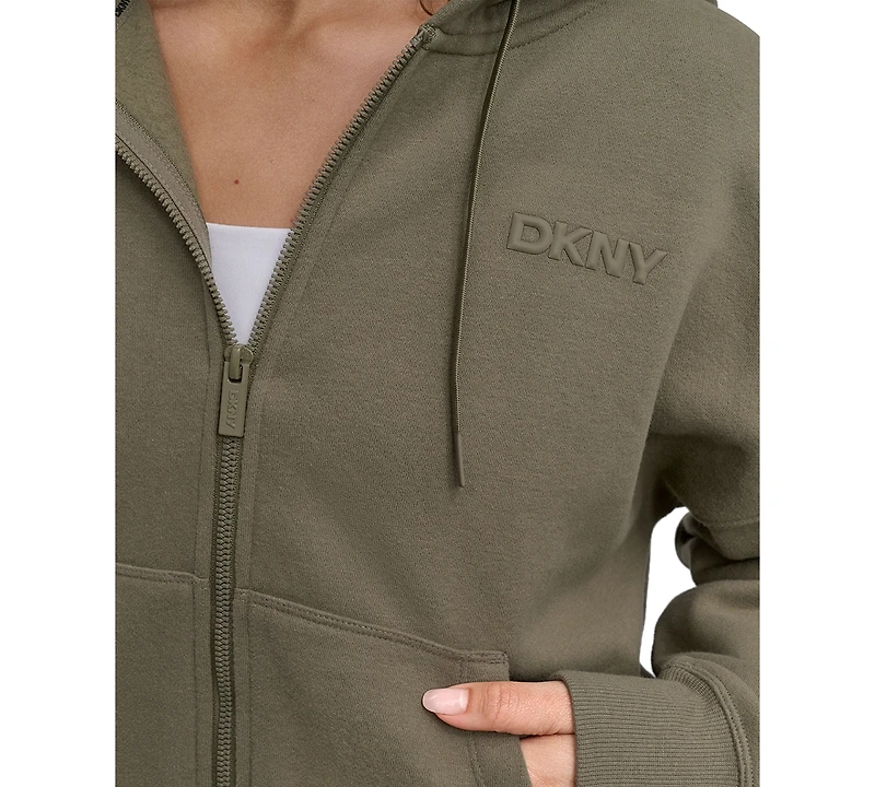 Dkny Women's Silicone Logo Full-Zip Hoodie
