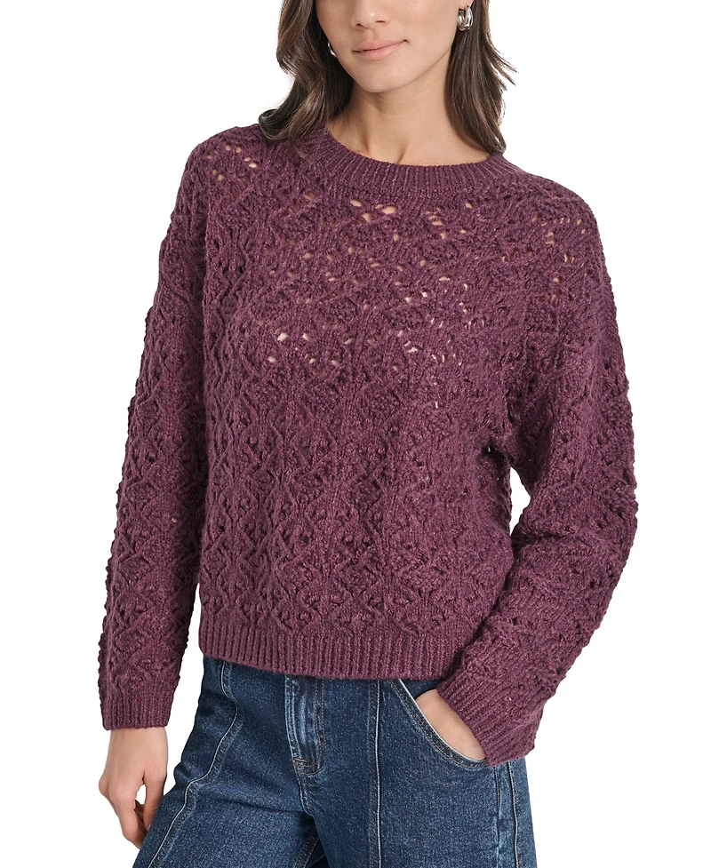Dkny Jeans Petite Pointelle Crewneck Sweater