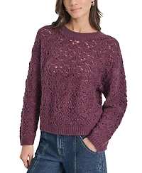 Dkny Jeans Petite Pointelle Crewneck Sweater