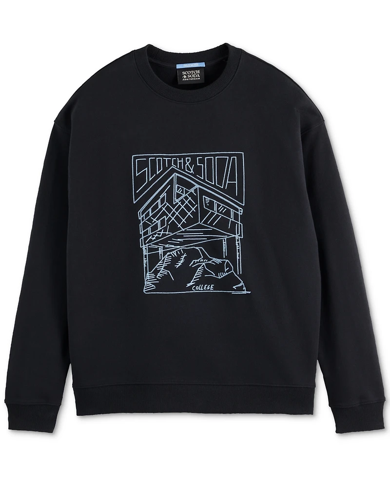 Scotch & Soda Men's Relaxed Fit Long Sleeve Logo Graphic Sweatshirt