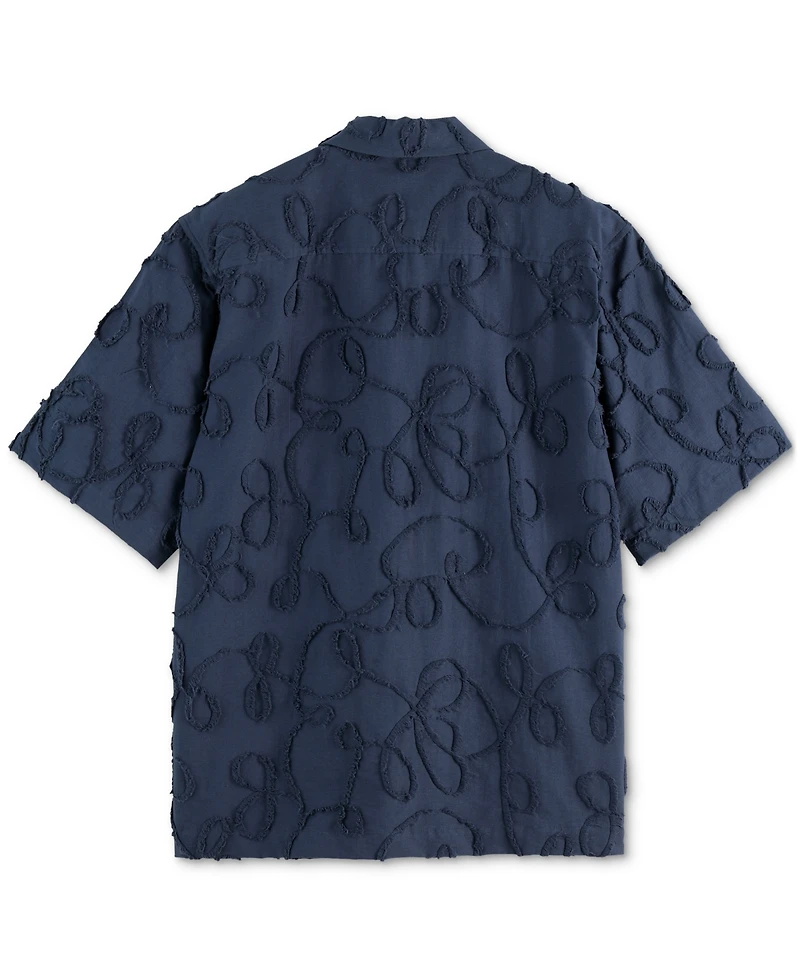 Scotch & Soda Men's Relaxed Fit Short Sleeve Button-Front Jacquard Shirt