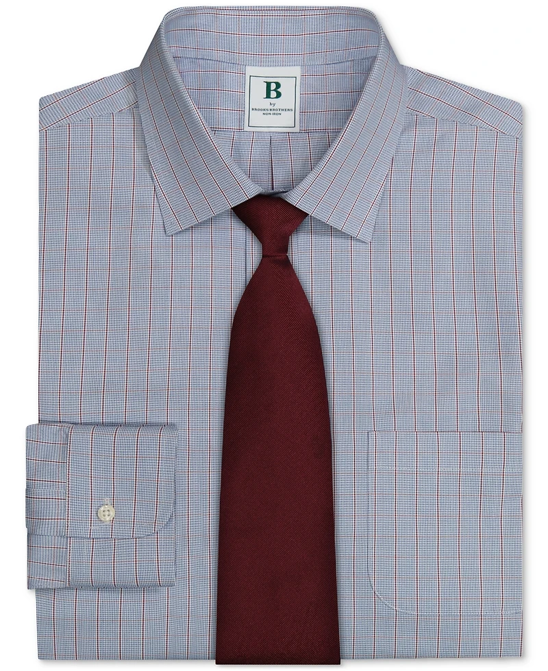Brooks Brothers Men's Regular-Fit Spread Collar Grid Check Dress Shirt
